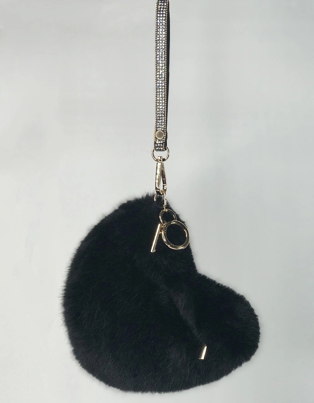 Black Faux Fur Love Heart Micro Bag, 2 of 1