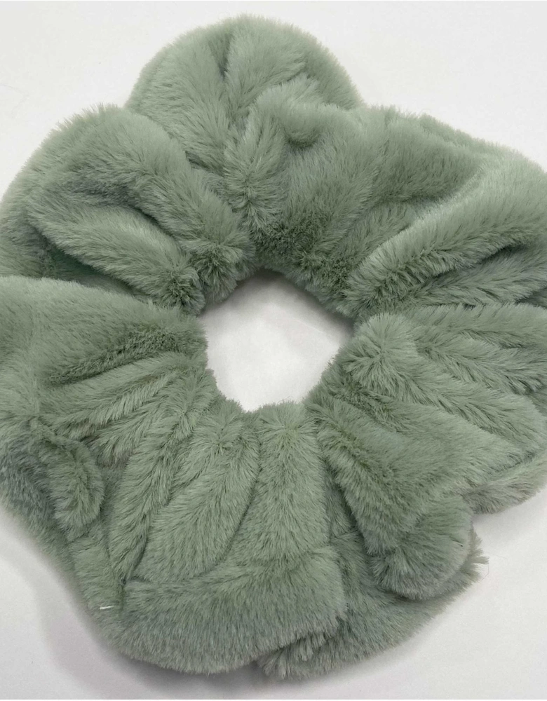 Green Faux Fur Scrunchie