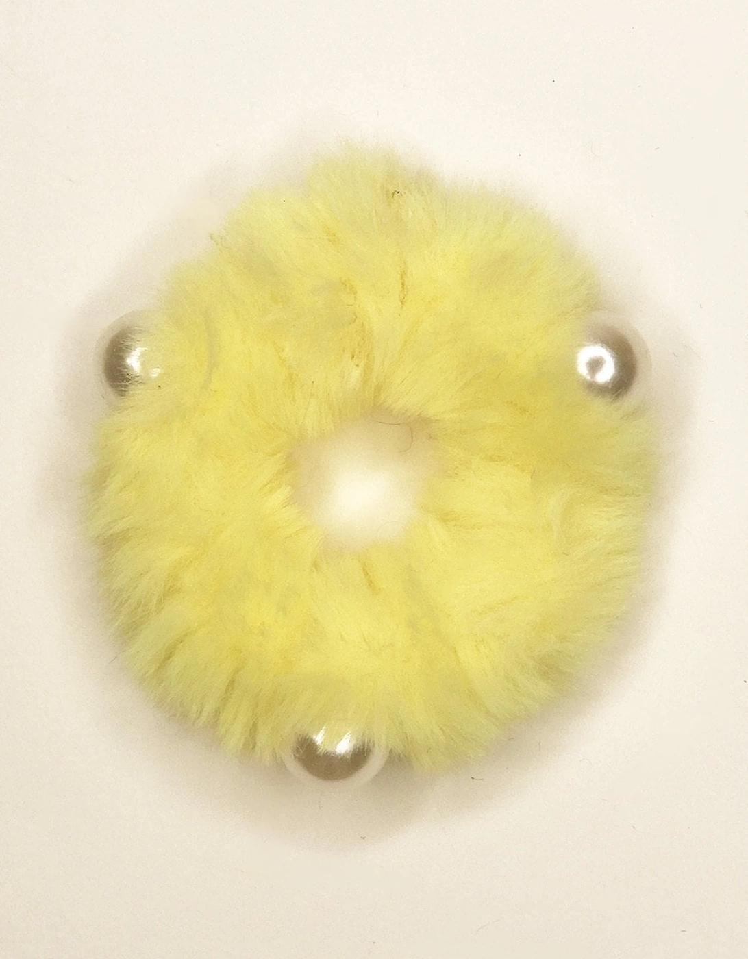 Yellow Beatrice Faux Fur and Faux Pearl Bobble, 2 of 1