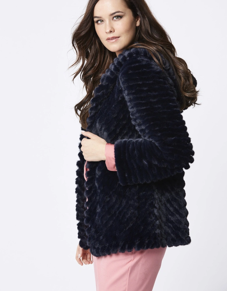 Navy Faux Fur Jacket