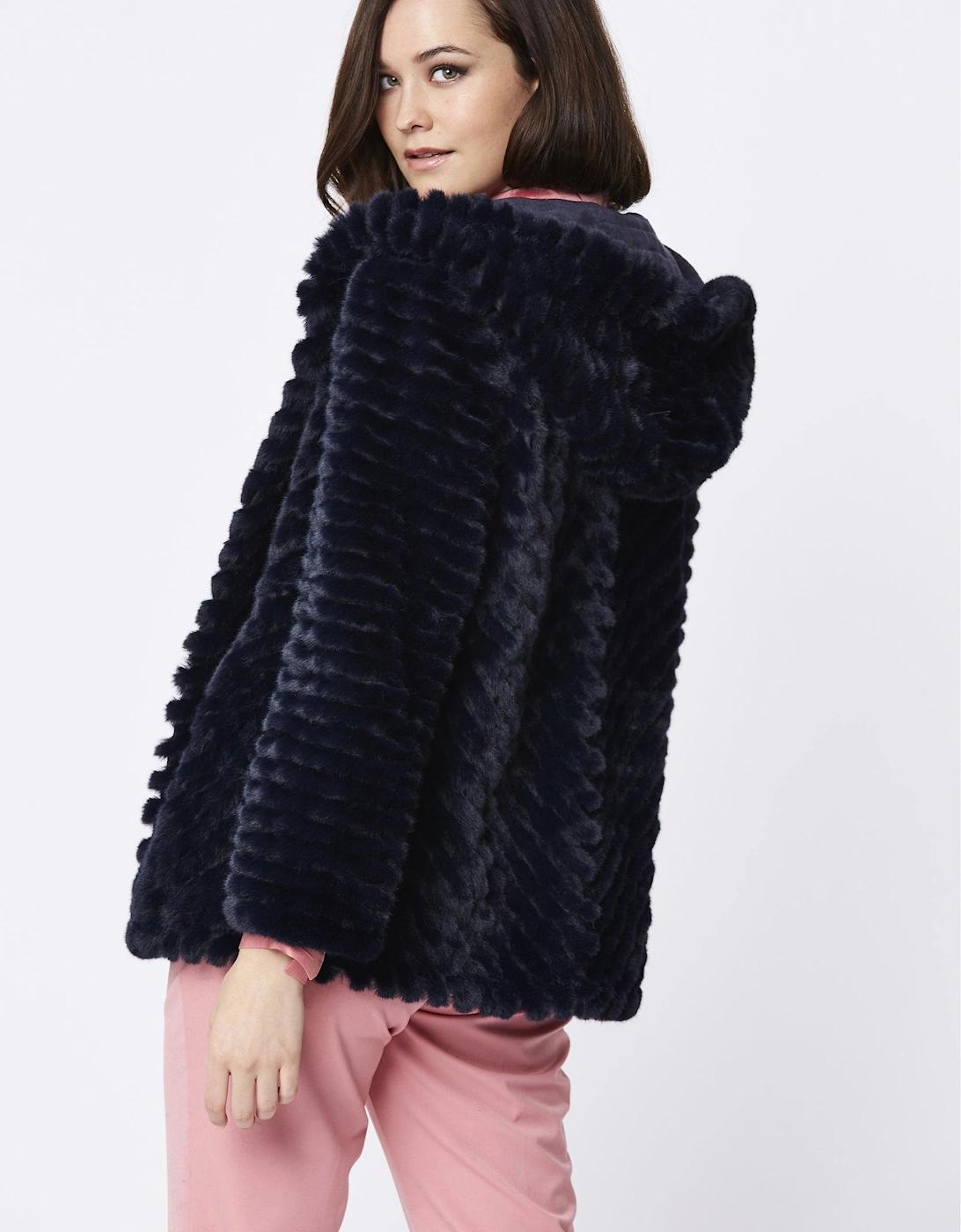 Navy Faux Fur Jacket