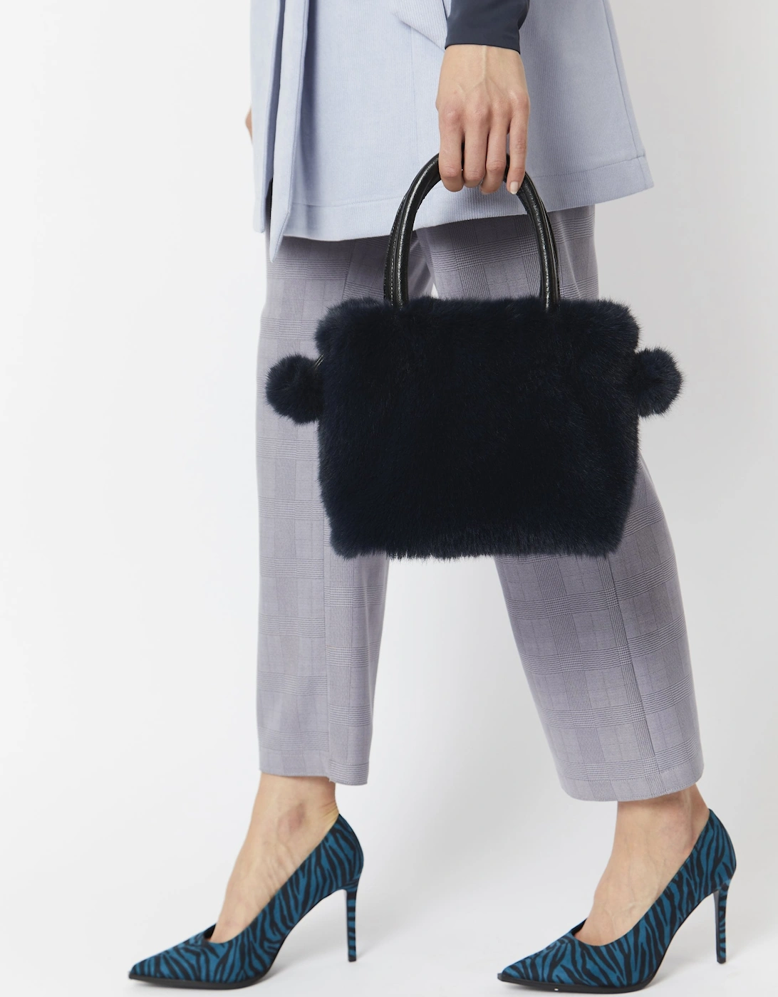 Navy Faux Fur Bag