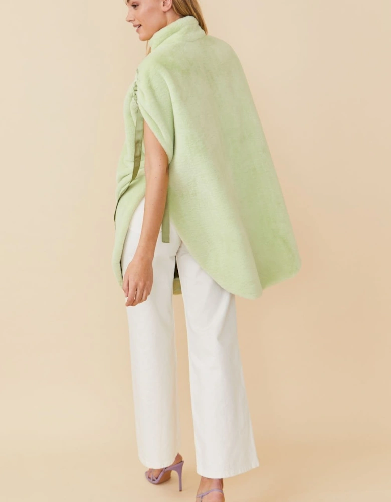 Green Oversize Faux Fur Poncho