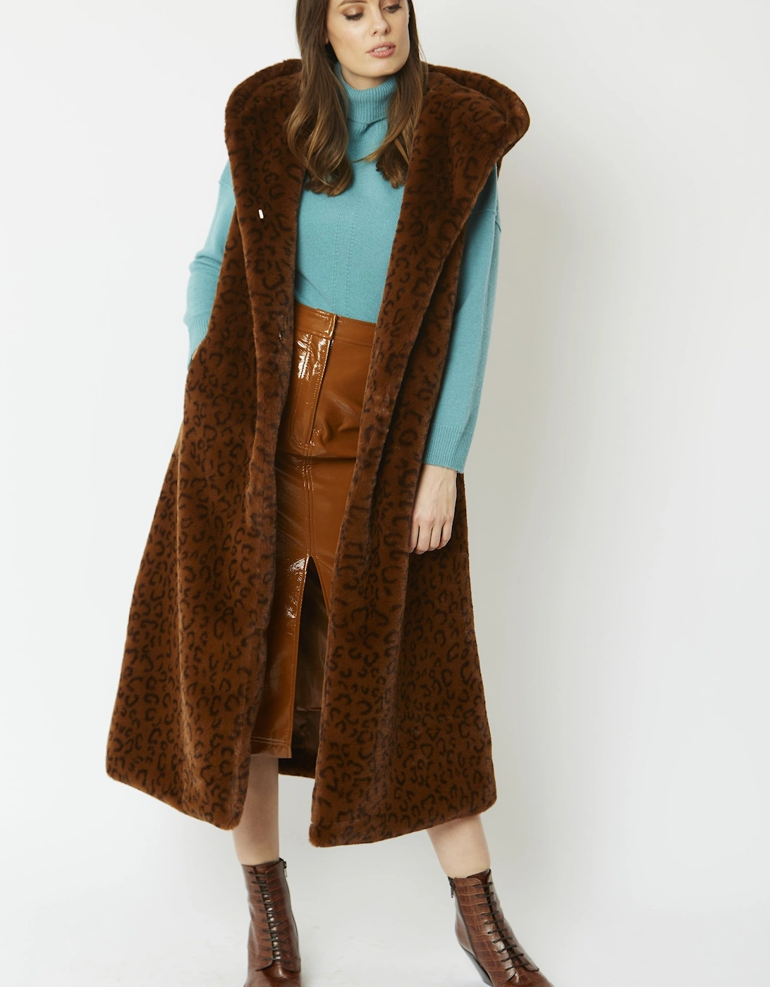 Chocolate Faux Fur Hooded Gilet, 4 of 3