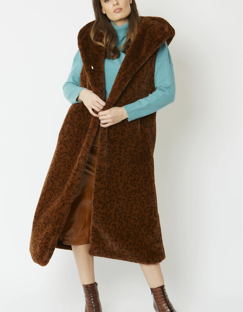 Chocolate Faux Fur Hooded Gilet