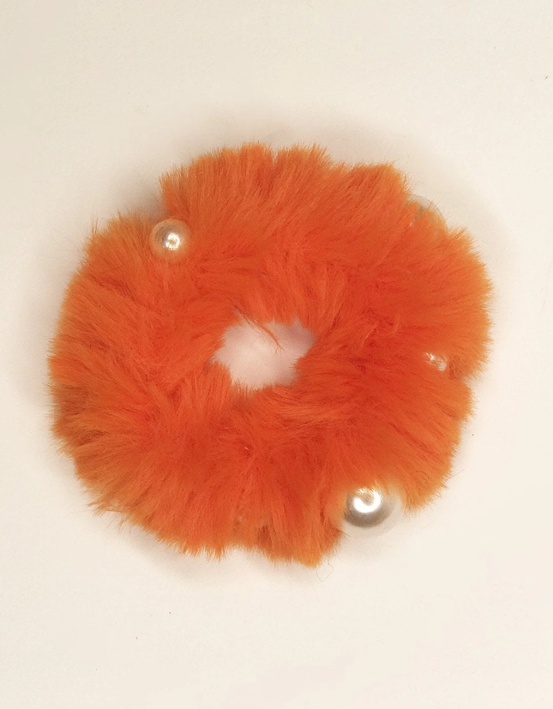 Orange Beatrice Faux Fur and Faux Pearl Bobble, 2 of 1