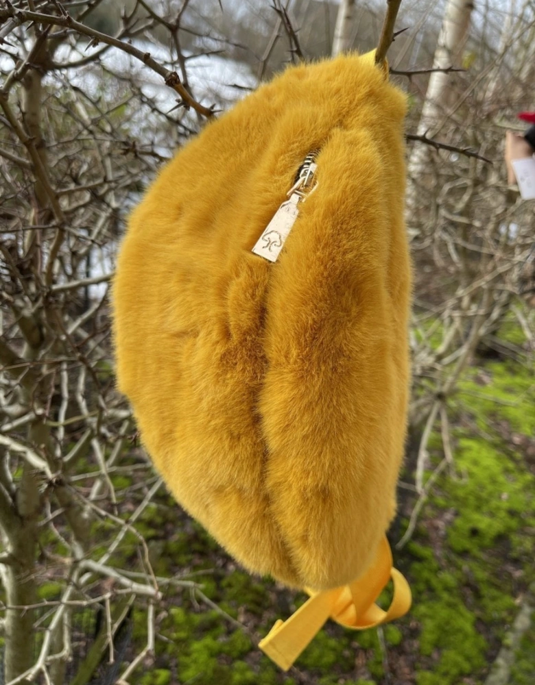 Yellow Faux Fur Belt Bag