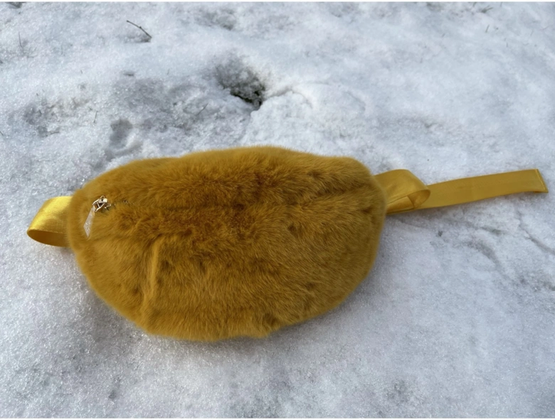 Yellow Faux Fur Belt Bag