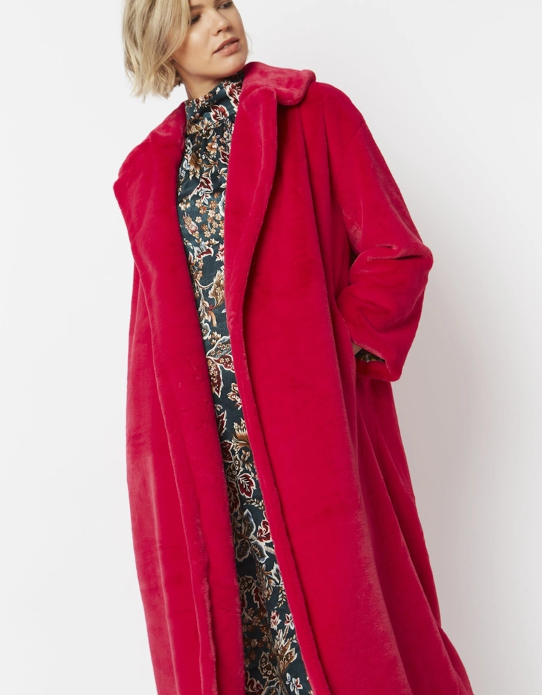 Pink Faux Fur Maxi Coat