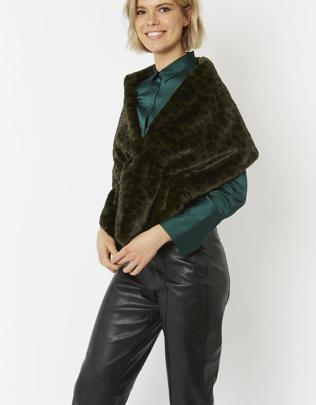 Green Faux Fur Stole