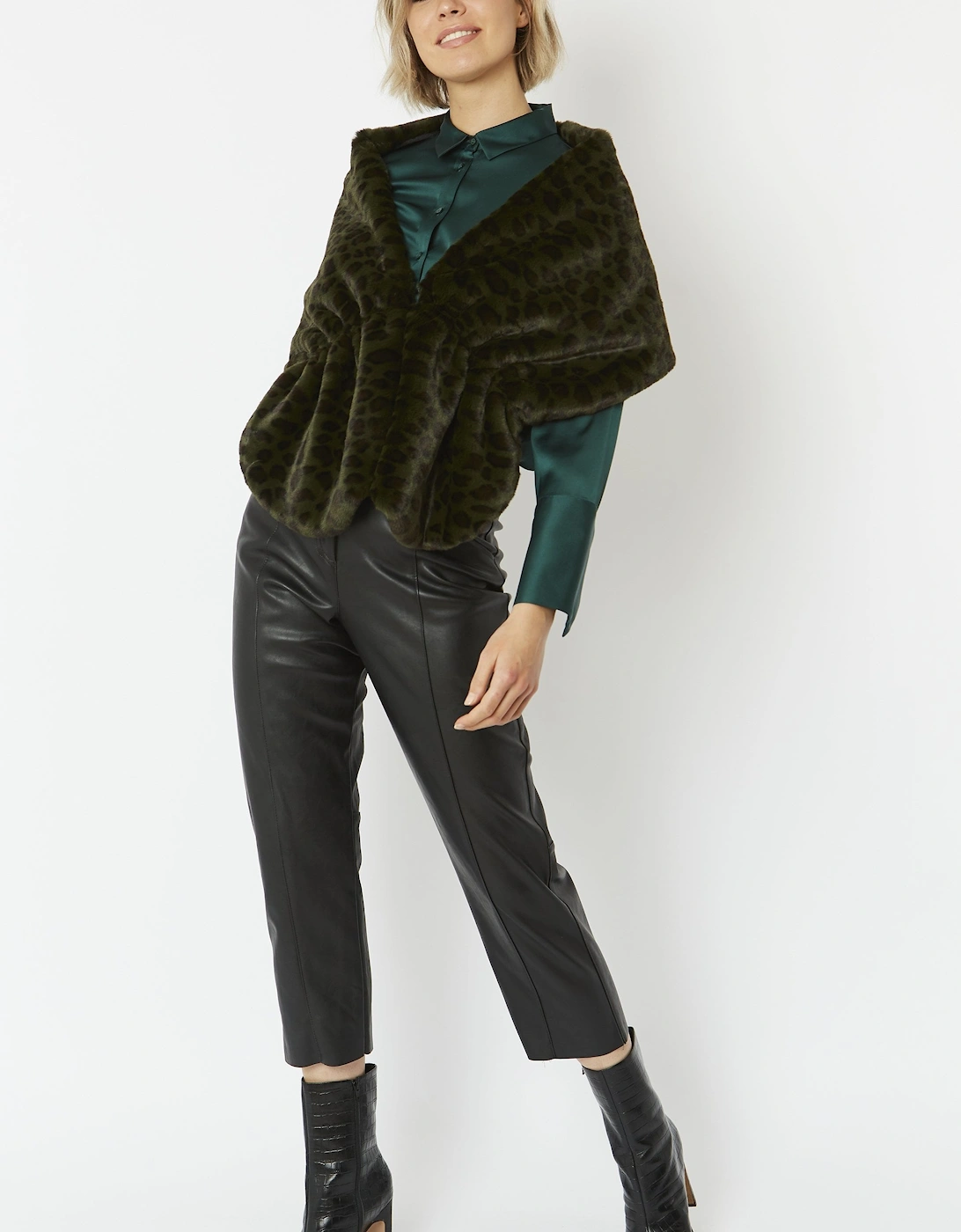 Green Faux Fur Stole