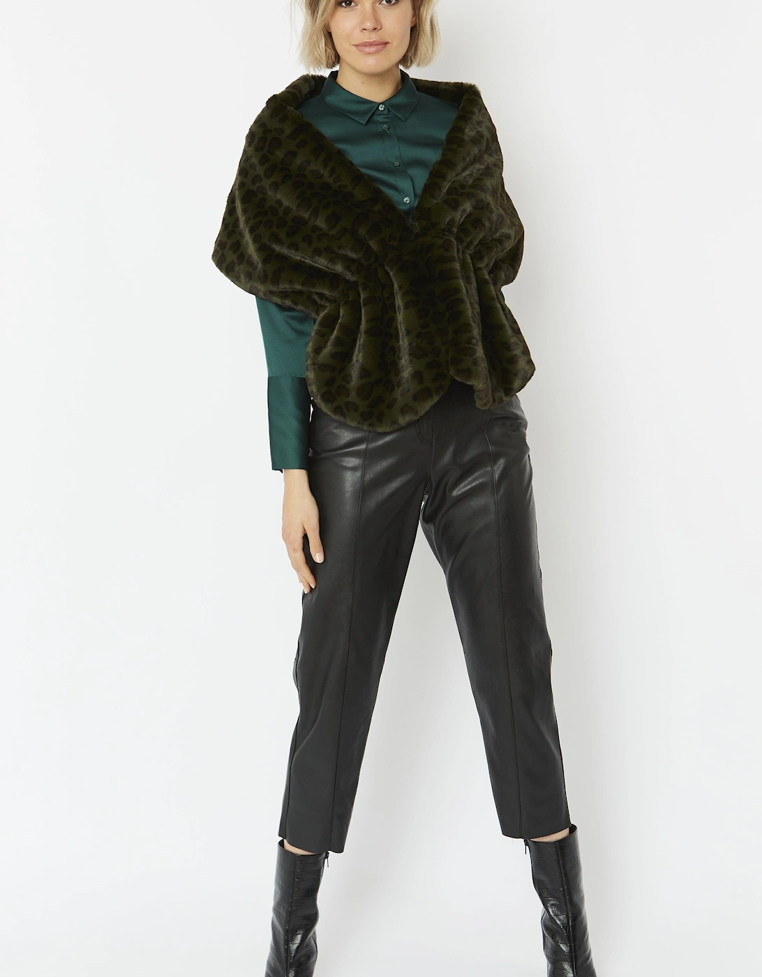 Green Faux Fur Stole