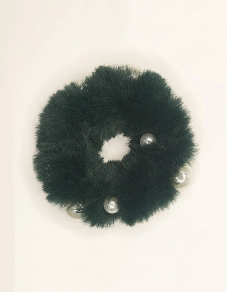 Blue Beatrice Faux Fur and Faux Pearl Bobble