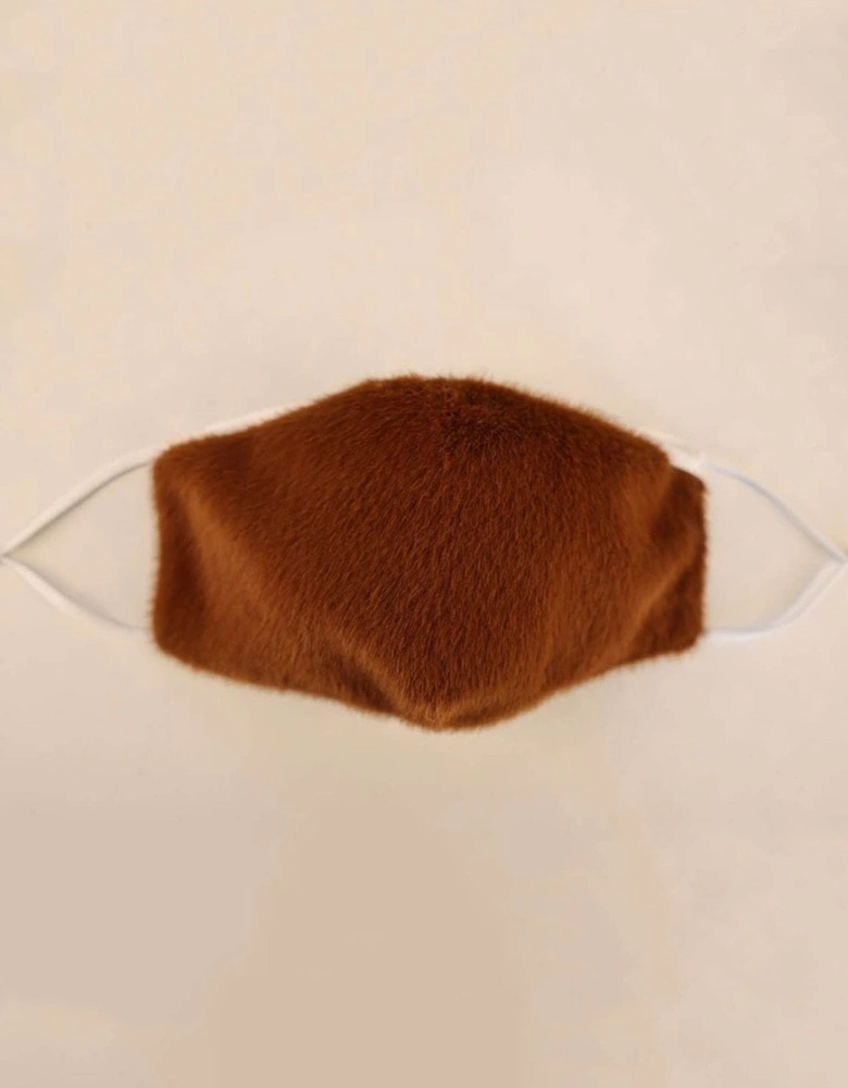 Chocolate Faux Fur & Cotton Reusable Face Mask