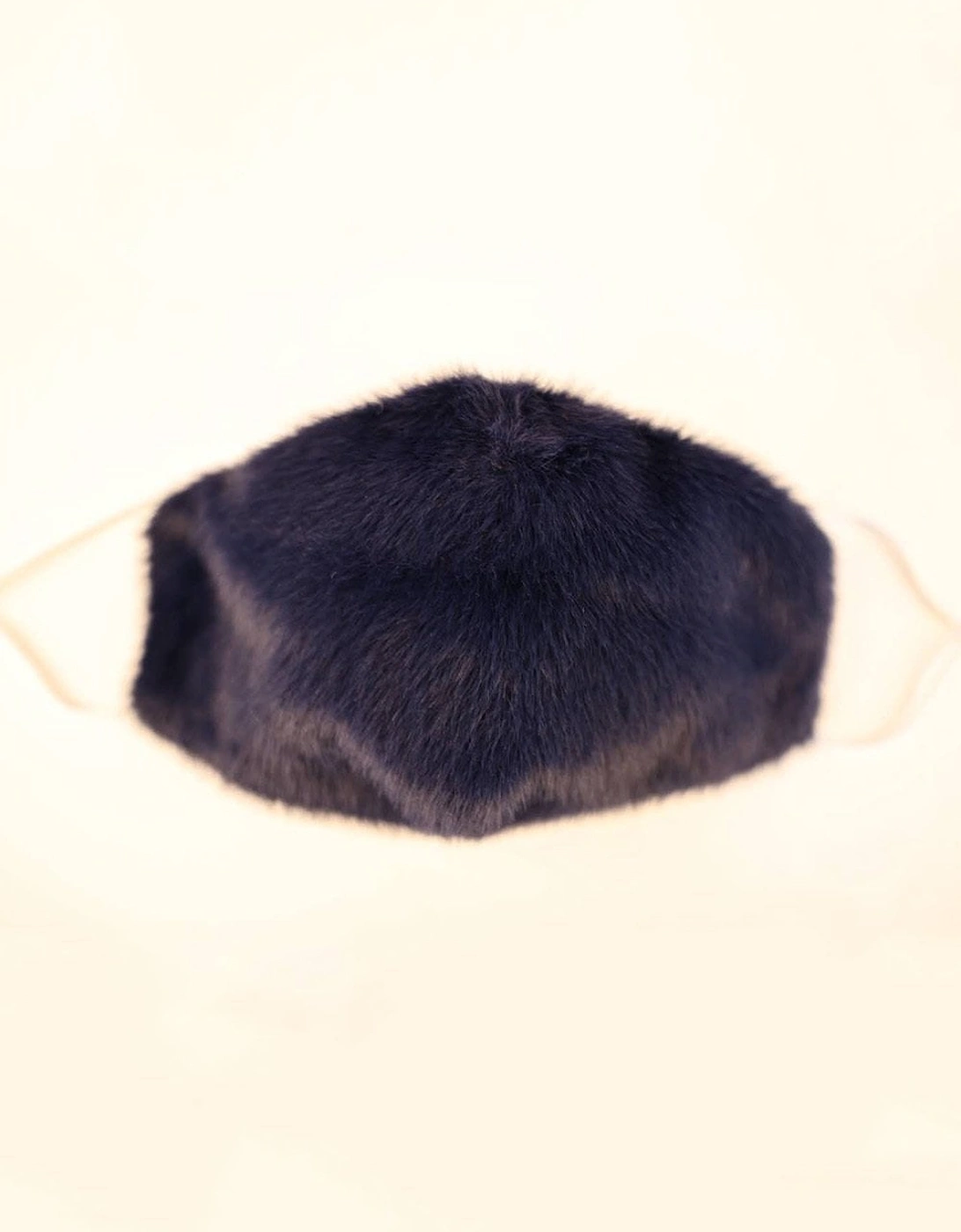 Navy Faux Fur & Cotton Reusable Face Mask, 2 of 1