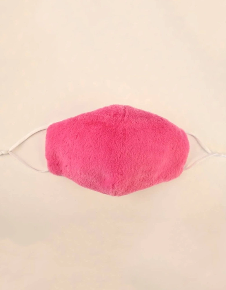 Pink Faux Fur & Cotton Reusable Face Mask