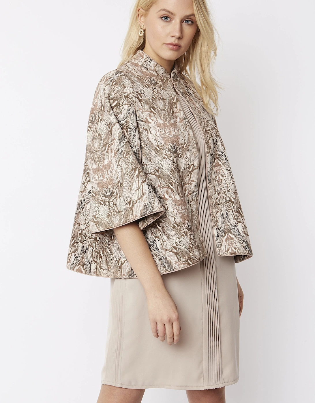 Mocha Suedette Snakeskin Effect Cape