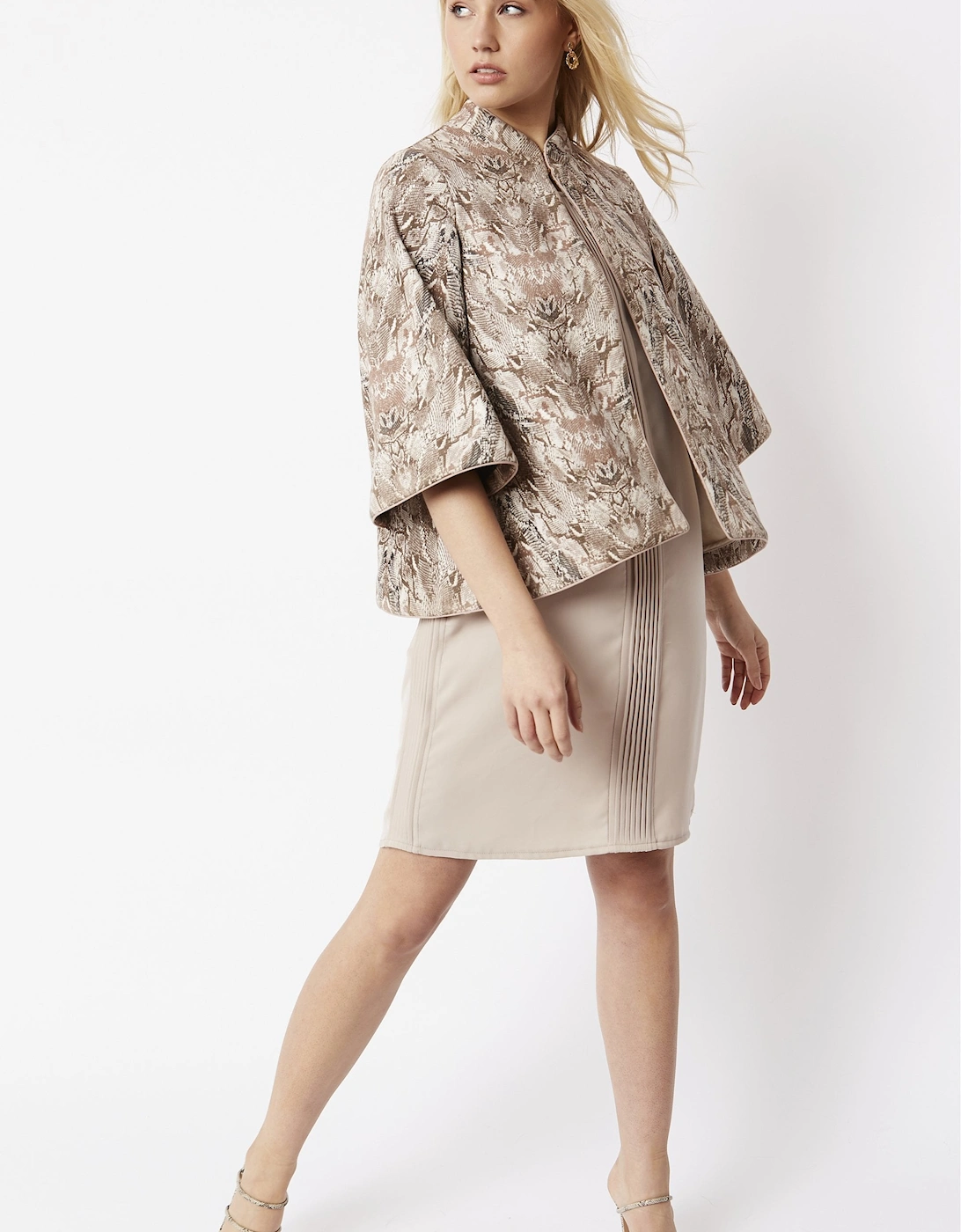 Mocha Suedette Snakeskin Effect Cape