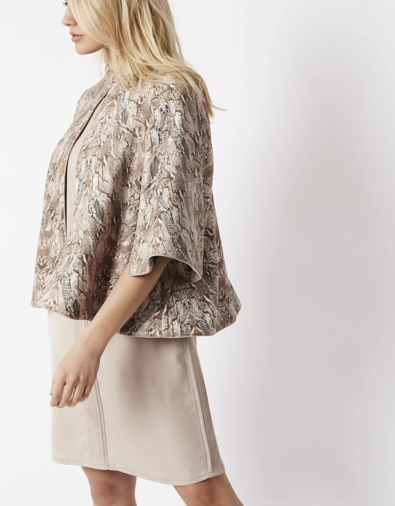 Mocha Suedette Snakeskin Effect Cape