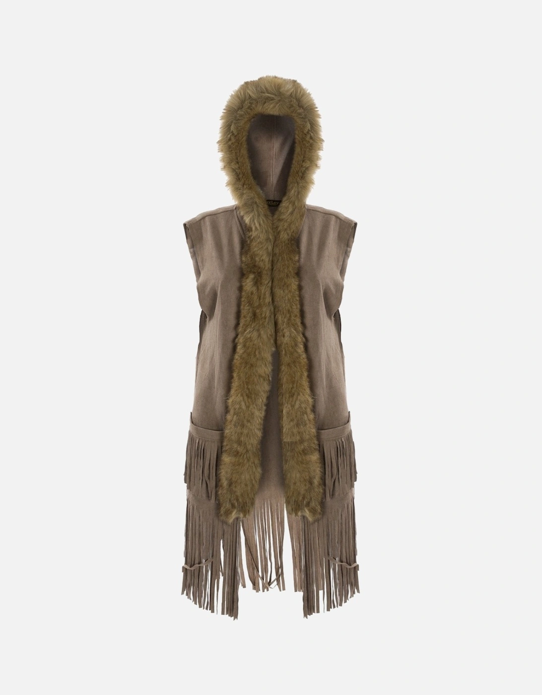 Mocha Faux Suede and Faux Fur Gilet, 4 of 3