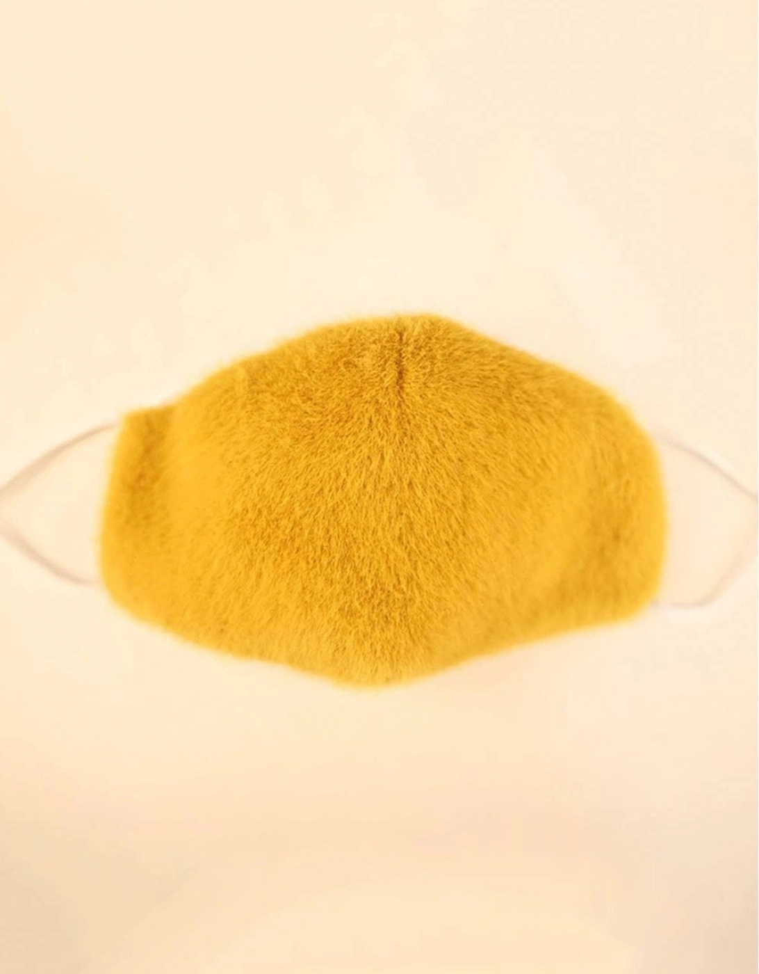 Yellow Faux Fur & Cotton Reusable Face Mask, 2 of 1