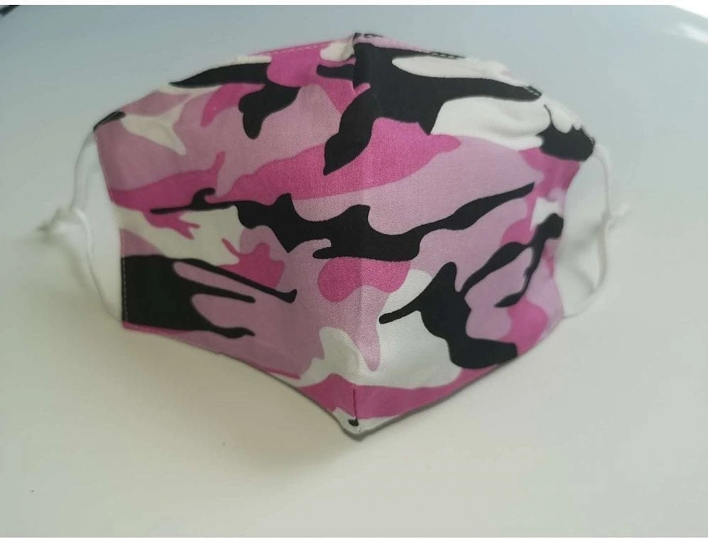 Pink Unisex Camo Cotton Face Mask with Filter Pocket, 4 of 3