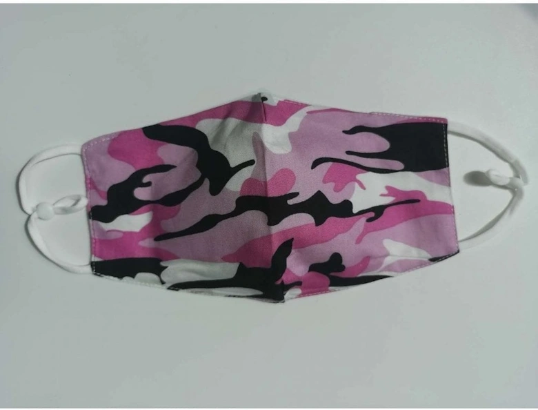 Pink Unisex Camo Cotton Face Mask with Filter Pocket