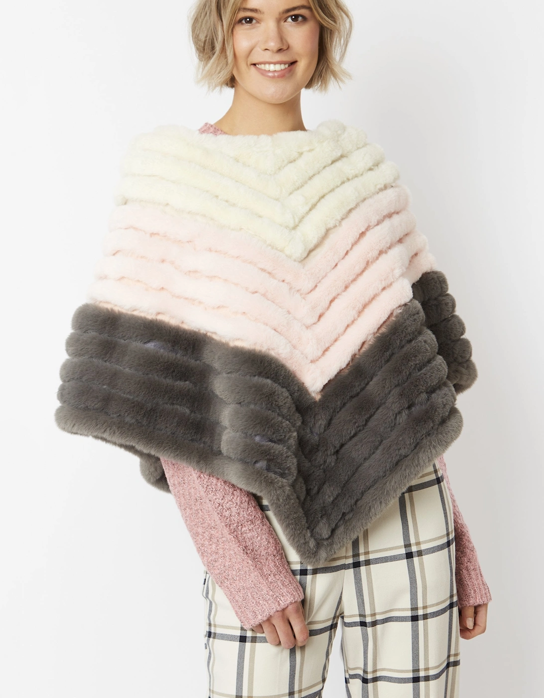 Pink Faux Suede Faux Fur Poncho, 10 of 9