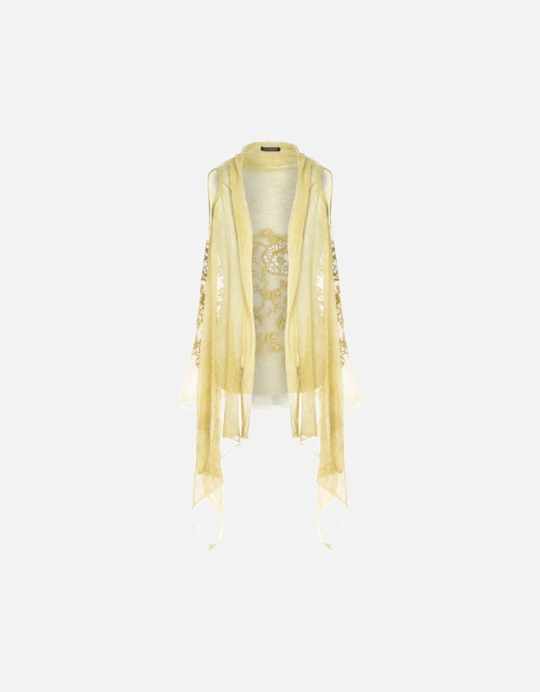 Yellow Silk Blend Embroidery Cape