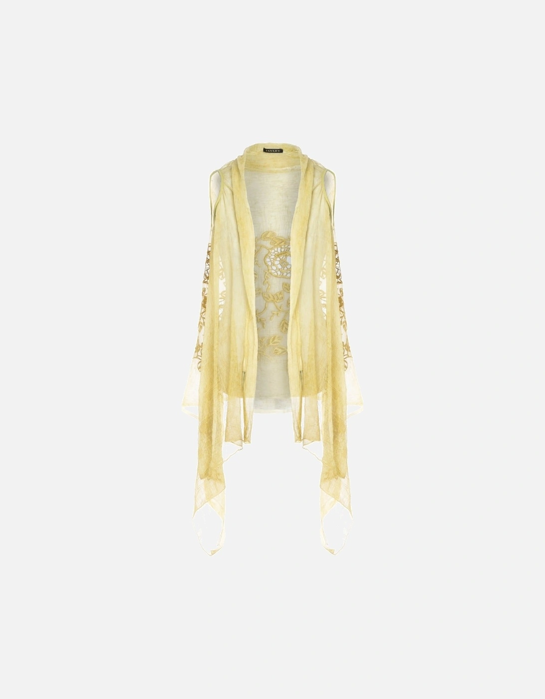 Yellow Silk Blend Embroidery Cape, 10 of 9