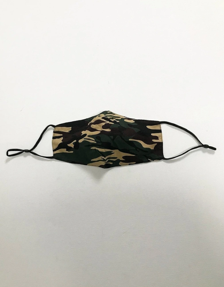 Green Unisex Camo Cotton Face Mask with Filter Pocket