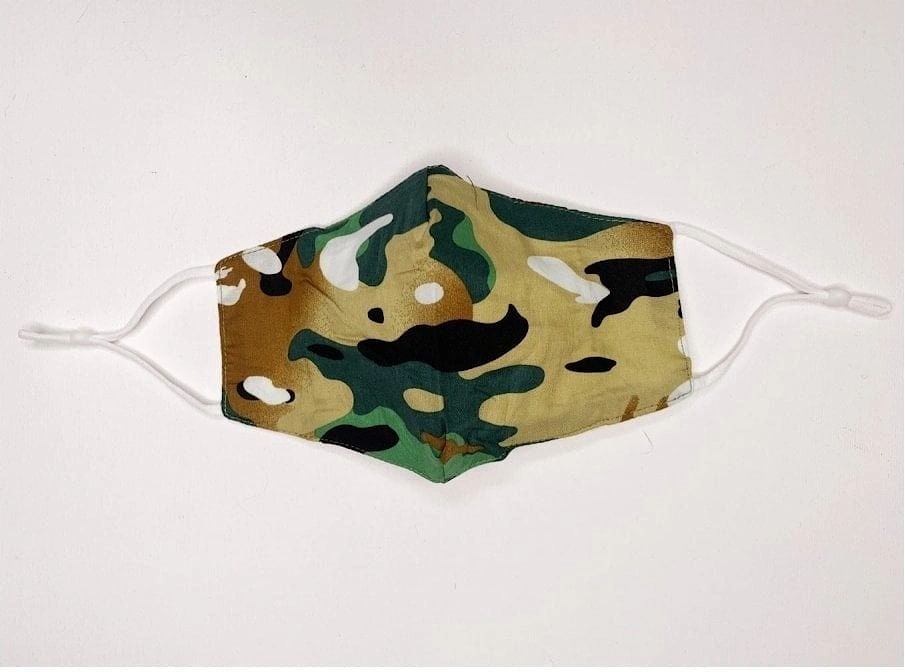 Brown Unisex Camo Cotton Face Mask with Filter Pocket, 3 of 2