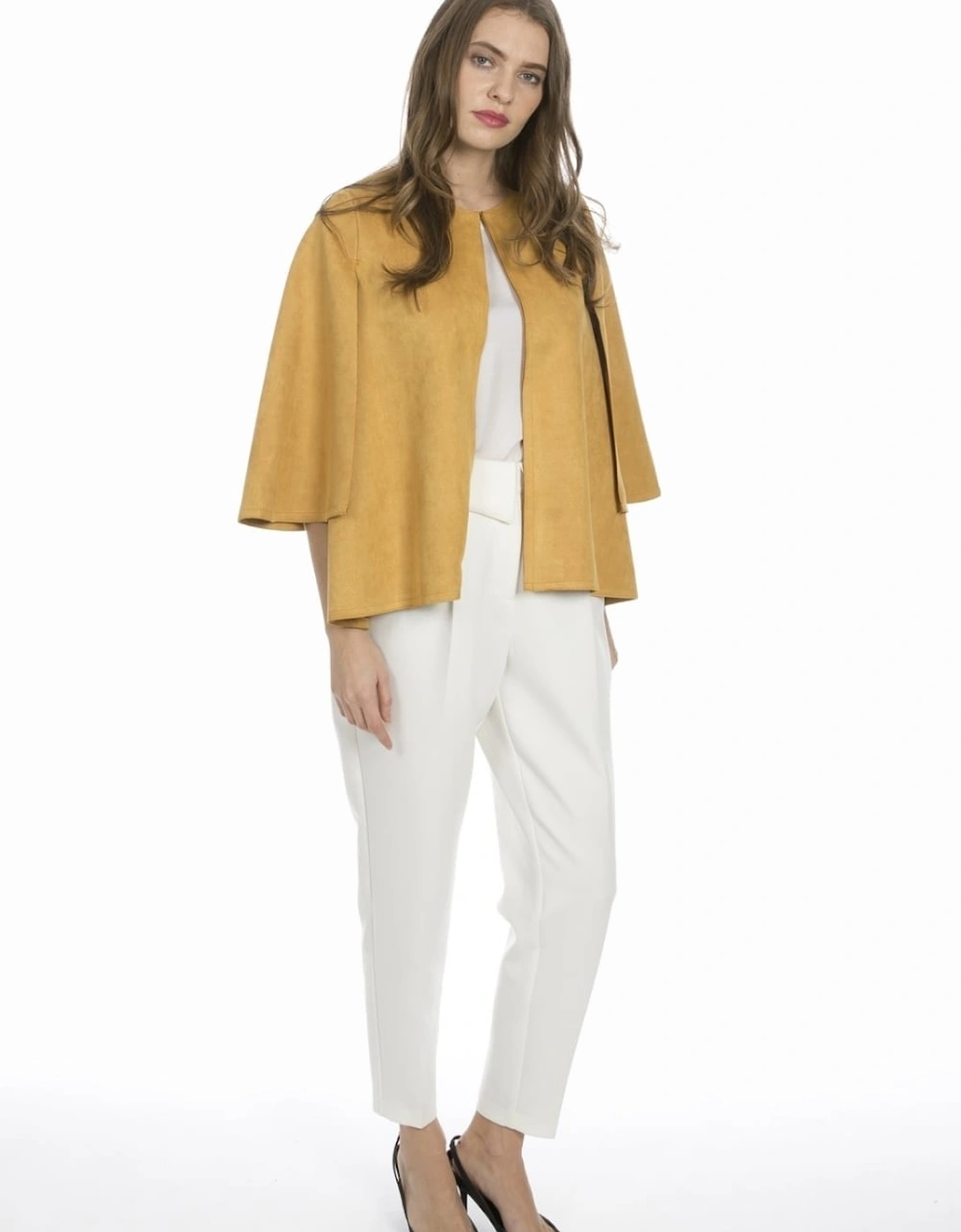 Yellow Faux Suede Cape Jacket, 5 of 4