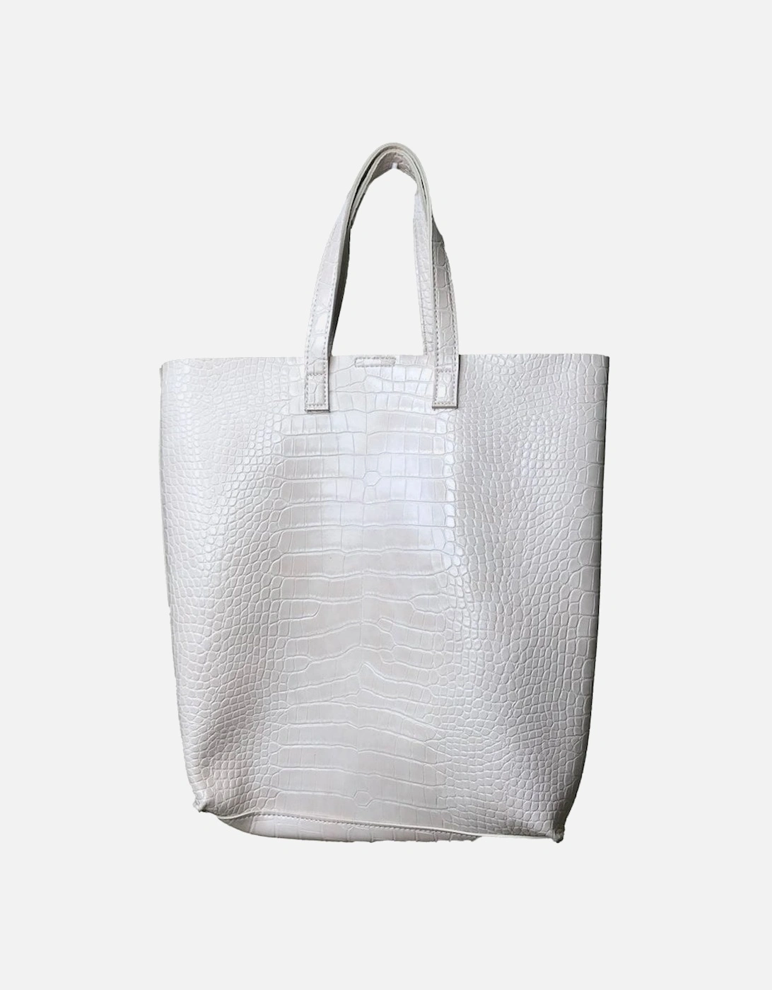 Cream ECO Leather Croc Tote Bag