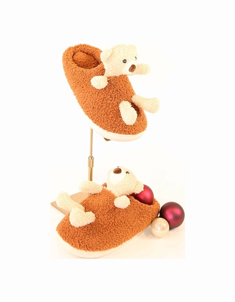 Brown Childrens Faux Fur Slippers