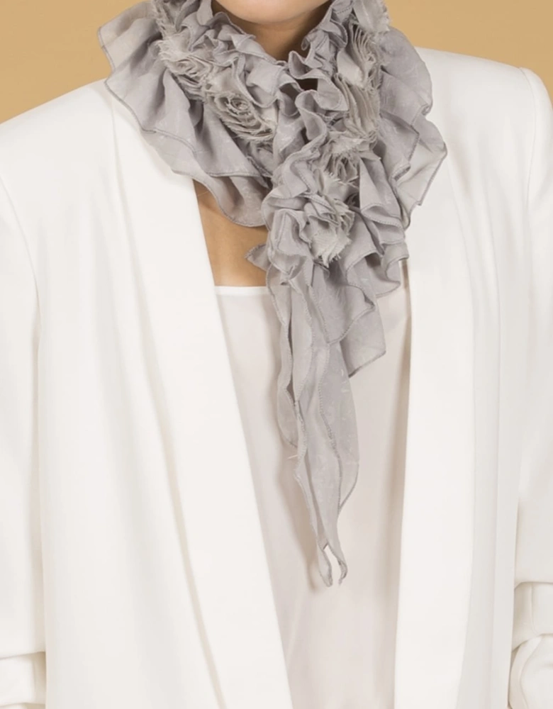 Grey Silk Chiffon Neck Scarf