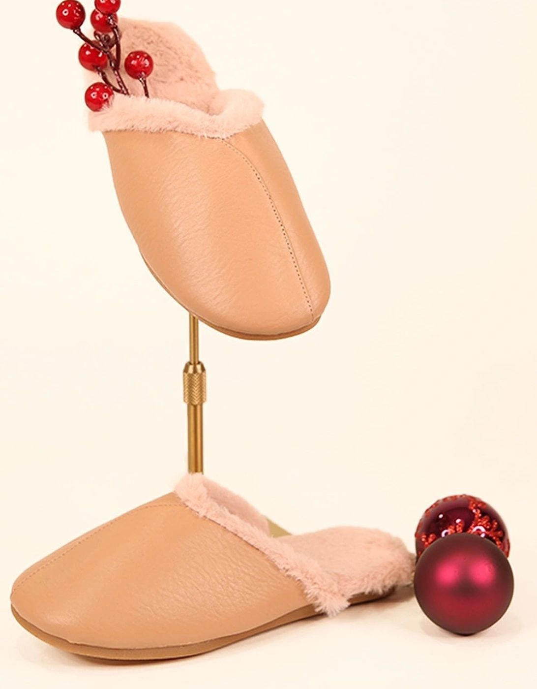 Pink Unisex Faux Fur Slippers, 2 of 1