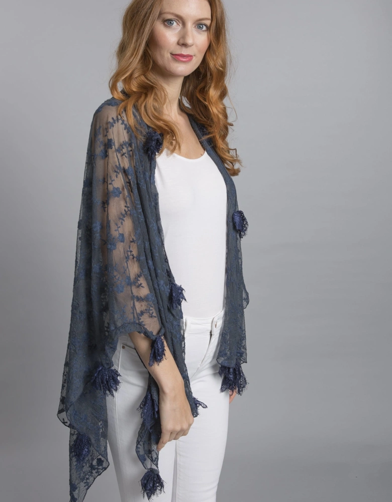 Navy Vintage Lace Wrap