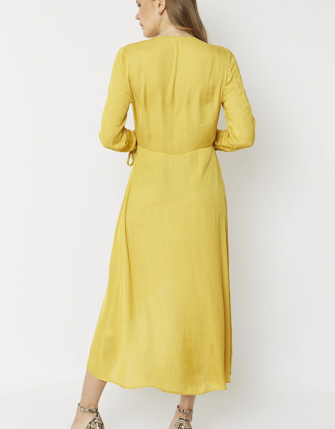 Yellow Shara Silk Blend Wrap Dress