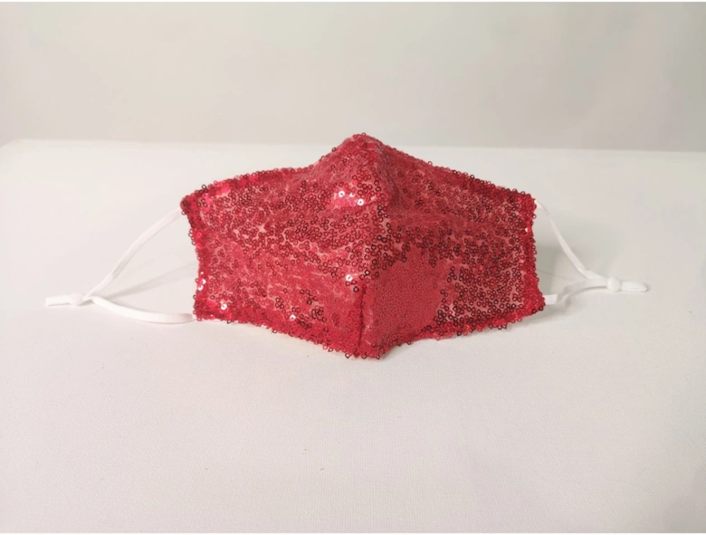 Red Sequinned Fashion Cotton Face Mask