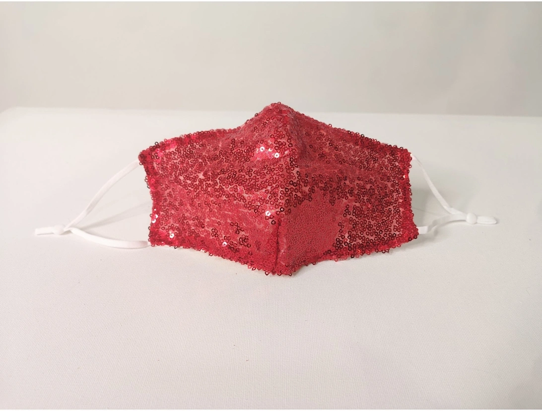 Red Sequinned Fashion Cotton Face Mask, 2 of 1