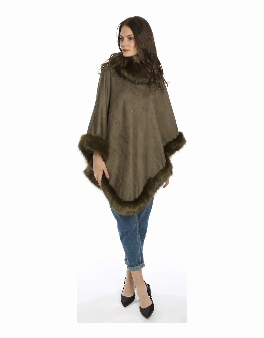 Green Faux Suede and Faux Fur Poncho, 5 of 4