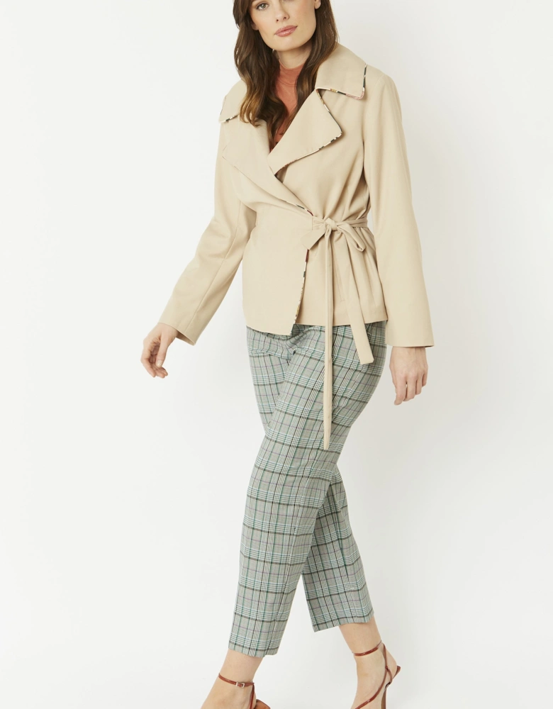 Mocha Silk Blend Cropped Trench