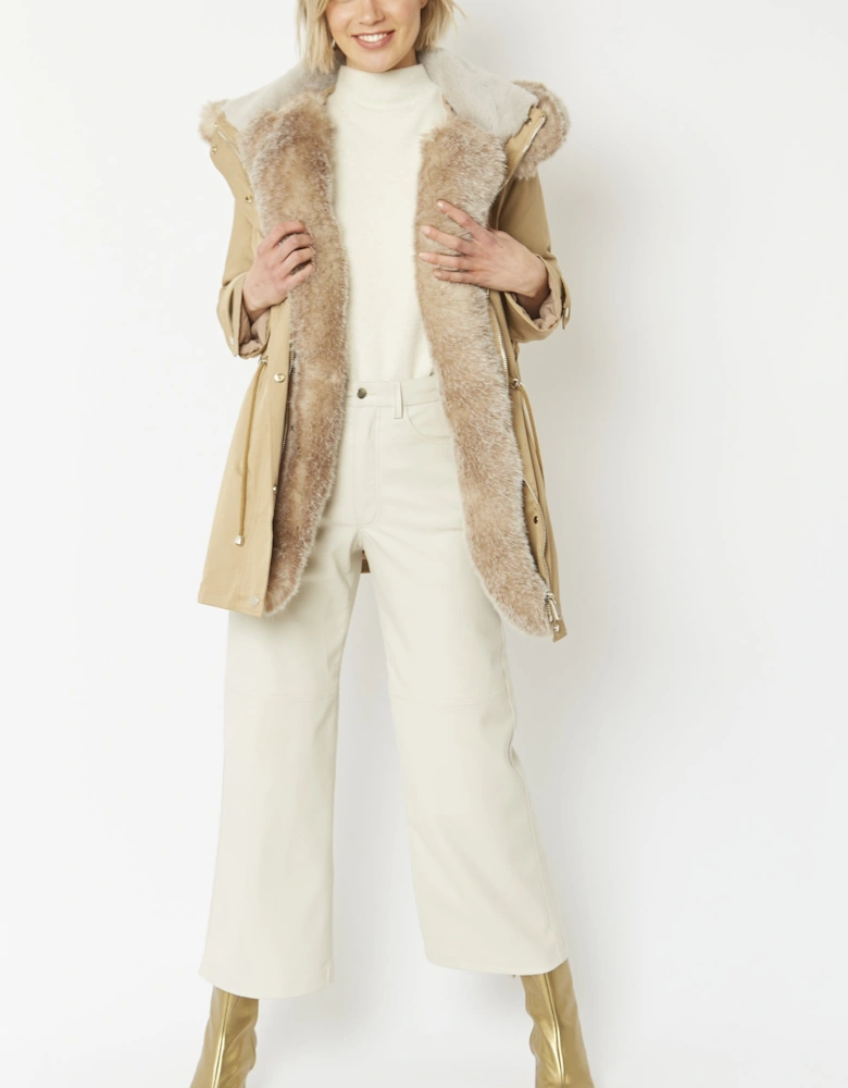 Mocha Parka with Detachable Faux Fur Trim