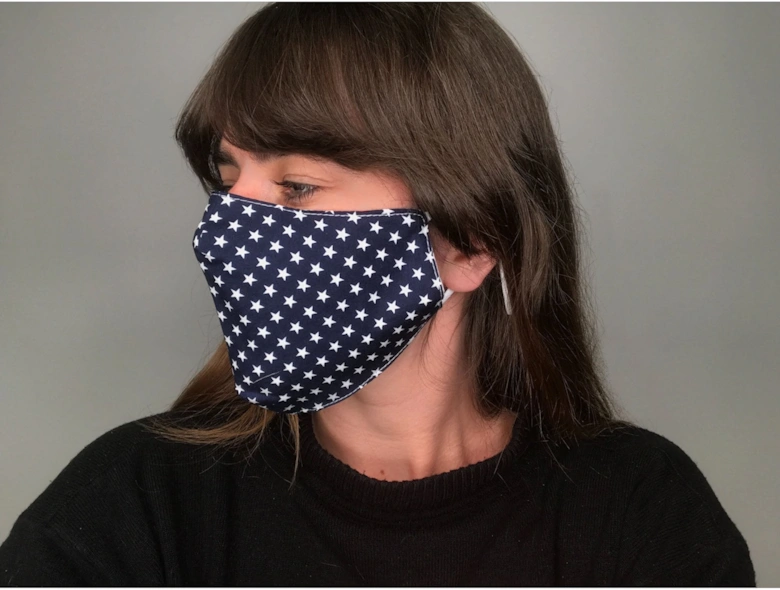 Blue Reusable Cotton Fashion Face Mask with Filter Pocket