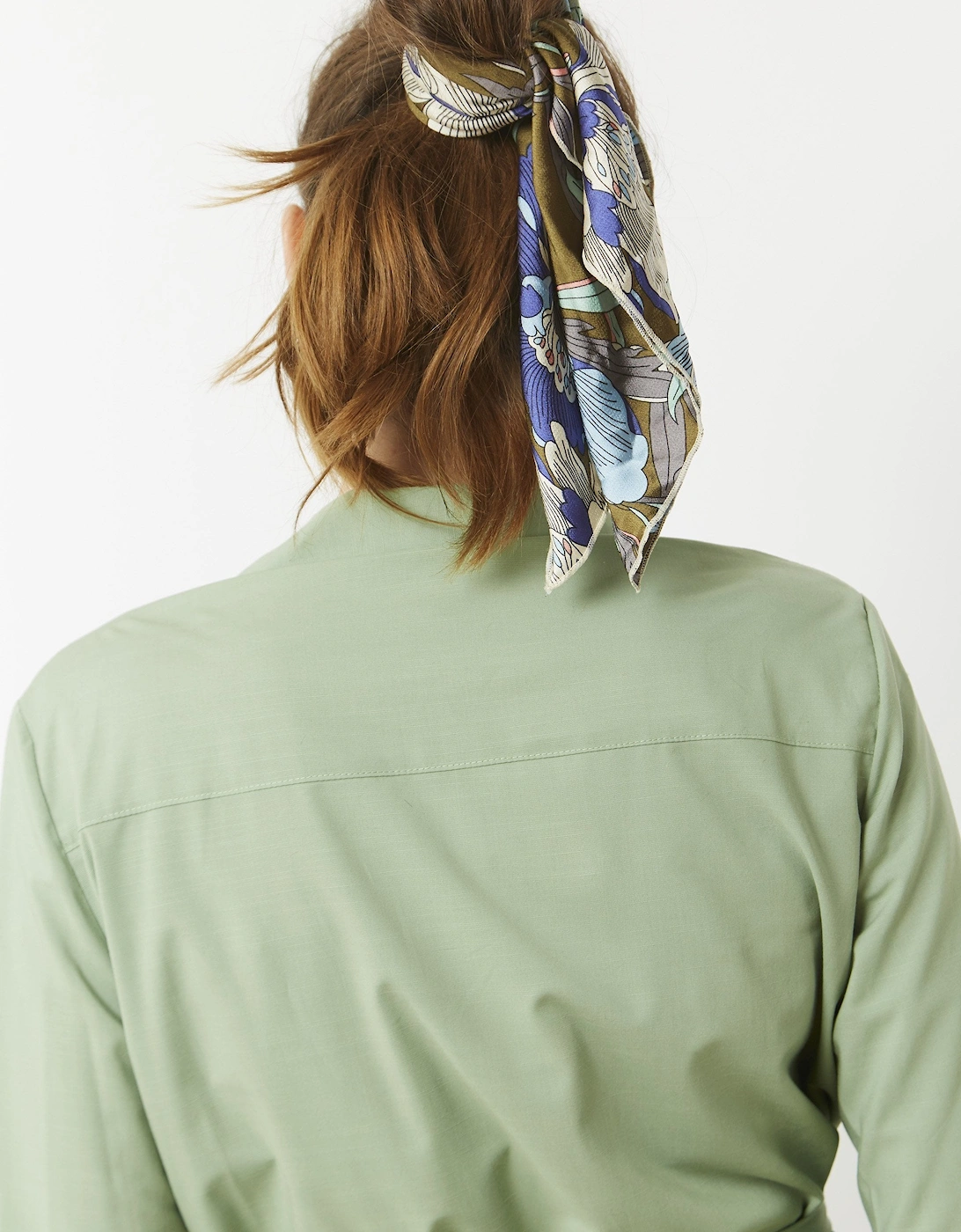 Green Silk Blend Hair Scarf