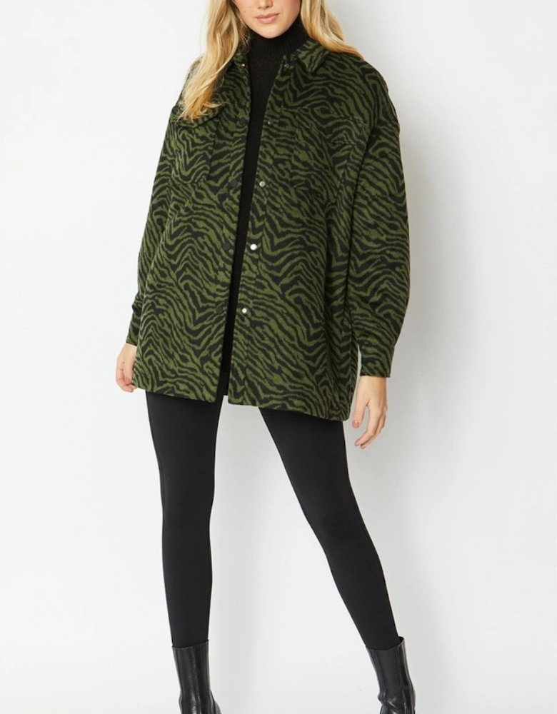 Green Zebra Print Oversize Jacket