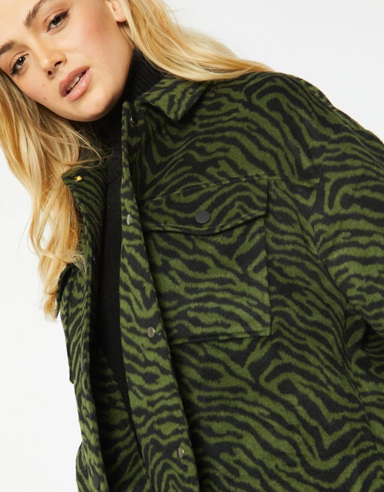Green Zebra Print Oversize Jacket