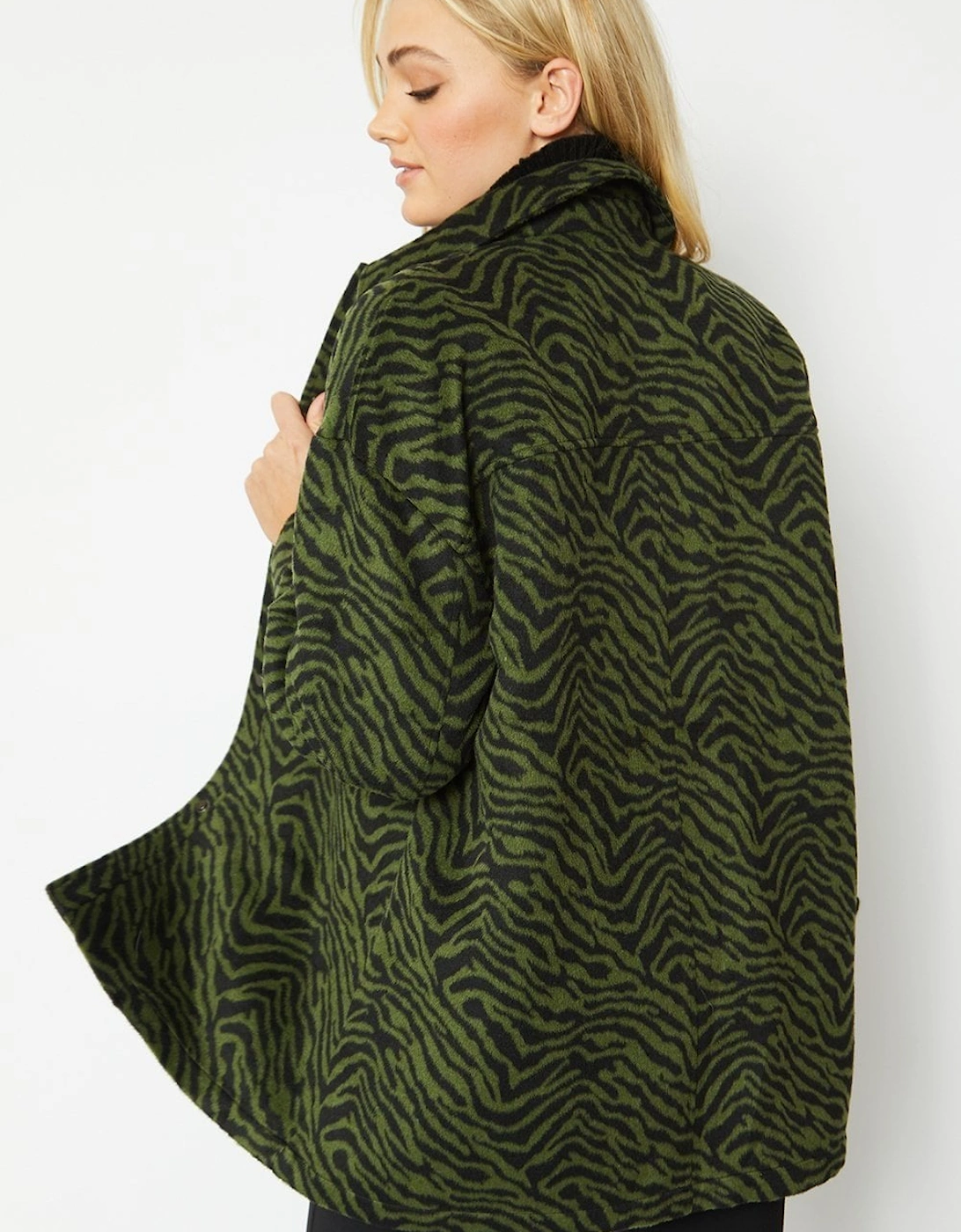 Green Zebra Print Oversize Jacket