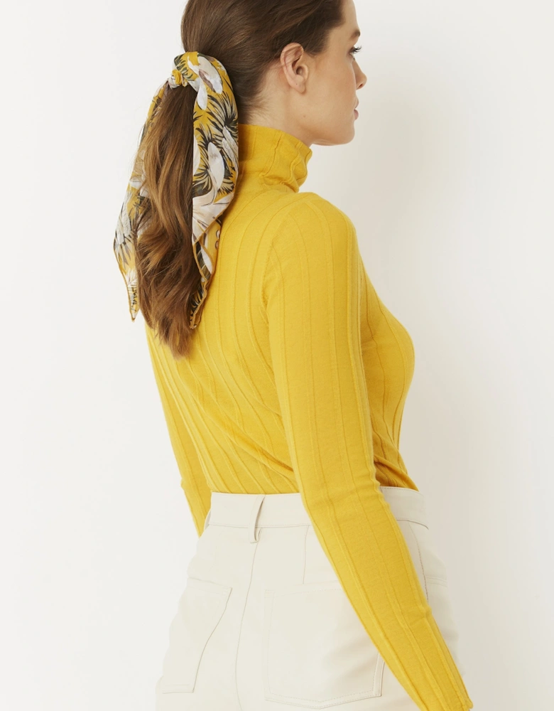 Yellow Silk Blend Hair Scarf